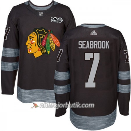 Män Ishockey Chicago Blackhawks Tröja Brent Seabrook 7 1917-2017 100th Anniversary Adidas Svart Authentic
